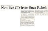New live CD from Soca Rebels six alongside her famous father, Calypsonian RAW SOCA ... · 2013. 8. 7. · beat of soca music, the recording of the CD Raw Soca took place at the Carnival