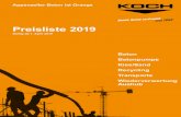 Koch AG - Preisliste 2019 · 2019. 12. 13. · beton@koch-appenzell.ch Reto Neff Werkmeister Beton Betonwerk Ara Tel. 071 787 87 88 beton@koch-appenzell.ch Kurt Rusch Werkmeister