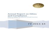 Annual Report on Ethics and Compliance - Board of Regentsregents.universityofcalifornia.edu/regmeet/nov14/a2attach.pdf · Annual Report on Ethics and Compliance FY2013-14 . EXECUTIVE