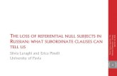 Silvia Luraghi and Erica Pinelli University of Pavia · 2020. 5. 15. · THE LOSS OF REFERENTIAL NULL SUBJECTS IN RUSSIAN: WHAT SUBORDINATE CLAUSES CAN TELL US Silvia Luraghi and