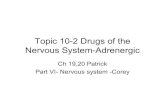 Topic 10-2 Drugs of the Nervous System-Adrenergic · 2009. 4. 24. · specific β adrenergic blockers:cardiovascular drugs for BP β−blockers side effects •Bronchoconstriction