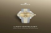 Lady-Datejust - Rolex · dalam Rolesor Kuning menampilkan pelat jam Tampilan berwarna sampanye dengan berlian dan tali jam Jubilee. Pantulan cahaya di sisi cangkang dan lug menyoroti