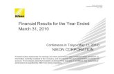 Presentation Material of Financial Results for the Year Ended ...Ⅰ．Financial Results for the Year Ended March 31,2010 Ⅱ．Estimation for the Year Ending March 31,2011 Ⅲ．Reference