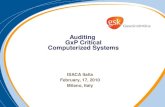 Auditing GxP Critical Computerized Systems...Q7: Good Manufacturing Practice Guide for Active Pharmaceutical Ingredients 5.4 Computerized Systems –5.40 GMP related computerized systems