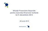 Situaţii Financiare Separate pentru exerciţiul financiar încheiat...Situaţii Financiare Separate pentru exerciţiul financiar încheiat la 31 decembrie 2012 28 iunie 2013 Cuprins