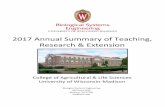 2017 Annual Summary of Teaching, Research & Extension · To that end, we are pleased to provide you with our Annual Summary, based on activities underway and completed in calendar