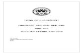 TOWN OF CLAREMONT ORDINARY COUNCIL MEETING MINUTES TUESDAY 6 FEBRUARY … · 2019. 9. 17. · TUESDAY 6 FEBRUARY 2018 . Liz Ledger . CHIEF EXECUTIVE OFFICER . Date: DISCLAIMER . ...