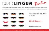 November 18 – 19, 2016 in Berlin · • Assimil - Der Sprachverlag • AtSkool • audimax • BARCELONA - International Languages Centre • BDÜ Landesverband Berlin-Brandenburg