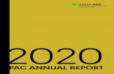 2020 ASHA PAC Report · 2021. 3. 5. · 2020 POLITICAL ACTION COMMITTEE MEMBERS ASHA-PAC 2020 FINANCIAL OVERVIEW TOTAL RAISED 7,446 TOTAL CONTRIBUTORS $145,400 TOTAL DISBURSEMENTS