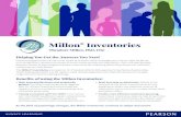 Millon Inventories Flyer - Pearson Assessments...The Millon® Inventories are based on Dr. Theodore Millon’s APA award-winning theory of personality. These brief assessments can