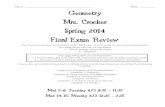 Name: Mod: Geometry Mrs. Crocker Spring 2014 Final Exam Review · 2014. 5. 29. · Geometry Mrs. Crocker Spring 2014 Final Exam Review Use this exam review to complete your “flip