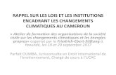 RAPPEL SUR LES LOIS ET LES INSTITUTIONS ENCADRANT LES … · 2017. 9. 22. · Quelle est l’architecture juridique des changements climatiques au Cameroun Haro sur les principaux