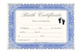 Birth Certificate Blue Frame - Hoover Web Design · 2014. 7. 26. · Birth Certificate. This is to Certify that. Weighing ________ lbs. ______ oz. was born. on the _______ day of