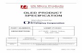 OLED PRODUCT SPECIFICATION - Farnell · 2011. 12. 19. · oled product specification part number: usmp-p19301 description: issue date approved by (customer use only) checked by prepared