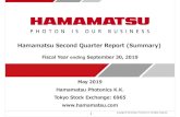 Hamamatsu Second Quarter Report (Summary) May 2019 Hamamatsu Photonics K.K. Tokyo Stock Exchange: 6965