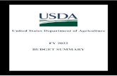 2022 Budget Summary - USDA...PREFACE iii PREFACE This publication summarizes the fiscal year (FY) 2022 Budget for the U.S. Department of Agriculture (USDA). Throughout this publication