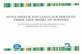 SD #73 Speech and Language Services Three Tier Model of …speech.blogs.sd73.bc.ca/files/2012/11/RTI-Presentation... · 2012. 12. 3. · SLS THREE TIER MODEL • RTI is a systemic
