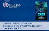 Christian Folini / @ChrFolini Introducing the OWASP ModSecurity … · 2017. 3. 30. · Paranoia Level 4: Insane rules, lots of FPs Nuclear power plant level security. Paranoia Levels