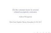 On the constant factor in several related asymptotic estimates · 2017. 12. 20. · Saias (1997):0
