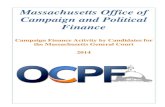 Massachusetts Office of Campaign and Political Finance · 2015. 12. 15. · Overall totals in both receipts and expenditures decreased in 2014. The 2014 fundraising total of $4.27