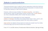 Defects in semiconductors · 2009. 11. 25. · Defects in semiconductors From: P.Y. Yu and M. Cardona, Fundamental of Semiconductors, Springer Verlag The semiconductors are so useful