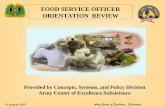 FOOD SERVICE OFFICER COURSE - Quartermaster Corps