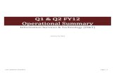 Q1 & Q2 FY12 Operational Summary - Information Services & Technology