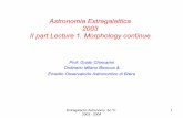Astronomia Extragalattica 2003 II part Lecture 1. Morphology continue