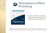 Orientation to Word Processing - Computer Keyboarding 1, 11e