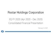 3Q FY 2020 (Apr 2020 Dec 2020) Consolidated Financial Presentation · 2021. 2. 18. · 3Q FY 2020 (Apr 2020 –Dec 2020) Consolidated Financial Presentation February 12, 2021. 2 3Q