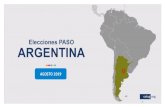 Elecciones PASO ARGENTINA...23.5% 18.5% 16.4% 11.7% 13.6% 19.1% 8.3% 13.8% 1.9% 2.1% Muy buena Buena Regular buena Regular mala Mala Muy mala No sabe/ No contesta EVALUACIÓN DE LA