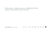 Alienware AW2721D Zaslon Uporabniški priročnik...Prepoznavanje delov in kontrolnikov Pogled od spredaj Oznaka Opis Uporaba 1 Reža za napeljavo kablov (na sprednji strani stojala)