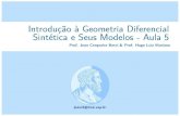 Introdução à Geometria Diferencial Sintética e Seus Modelos ...jeancb/Slide5.pdfSintética e Seus Modelos - Aula 5 Prof. JeanCerqueiraBerni&Prof. HugoLuizMariano FatossobreacategoriadosAnéisC
