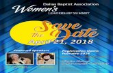 Dallas Baptist Association omens LEADERSHIP SUMMIT 2018 ... · Dr. Barbara Parker, Women's Leadership Consultant Dallas Baptist Association Mobile: 214-235-6827 - bparker@dba.net