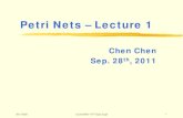 Petri Nets – Lecture 12011/9/28 \course\867-11F\Topic-2.ppt 24 q 1. q. 2. 1/1 R/R 0/0. R/R. 0/1. 1/0. 1. 2. Input sequence : R11. Output sequence: 0. Computing from low bit. R indicates
