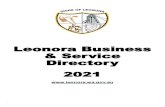 Leonora Business & Service Directory 2021 · 2021. 3. 17. · Gun Club -1.5kms Rifle Club -1.3kms Laverton -124kms Menzies -105kms-233kms Cemetery. Shire of Leonora Business & Service