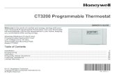 Honeywell Thermostat Manual Pdf - 69-1631 - CT3200 … · 2016. 10. 13. · Make sure that the CT3200 is the correct thermostat for your heating/cooling system. Read the compatibility