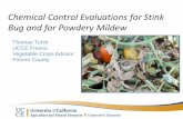 Chemical Control Evaluations for Stink Bug and for Powdery ... · 6.346. 12.357: CV (%) 14.33: 18.89. 56.04: 85.95. 52.37: 52.64. Stink bug efficacy, yield and quality . Unless otherwise