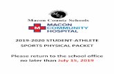 2019-2020 STUDENT-ATHLETE SPORTS PHYSICAL PACKET …