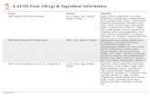 LAUSD Food Allergy & Ingredient Information