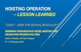 HOISTING OPERATION LESSON LEARNED