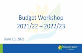 Budget Workshop 2021/22 2022/23
