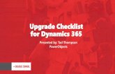 Upgrade Checklist for Dynamics 365