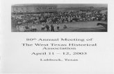 The West Texas Historical Association April 11 - 12, 2003