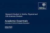 Research Student in Maths, Physical and Life Sciences Division