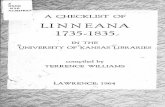 A checklist of Linneana, 1735-1835, in the University of ...