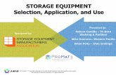 STORAGE EQUIPMENT Selection, Application, and Use