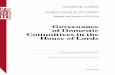 Governance of Domestic Committees in the House of lords