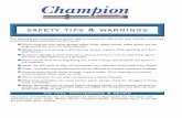 safety tips & warnings - Champion Chisel