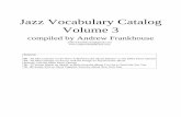 Jazz Vocabulary Catalog Volume 3 - Andrew Frankhouse